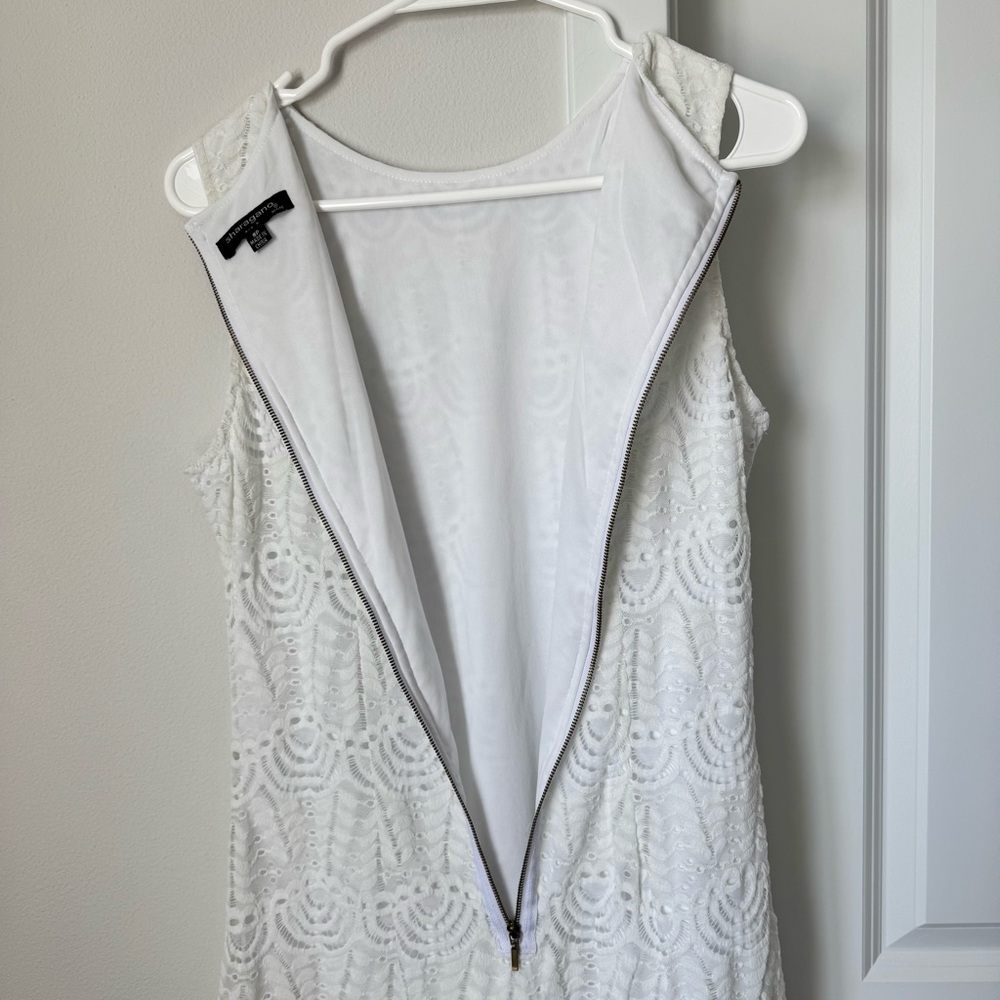 White Lace Sharagano Dress Size 8 Petite Bridal Shower Bachelorette Lacemade - Picture 8 of 10